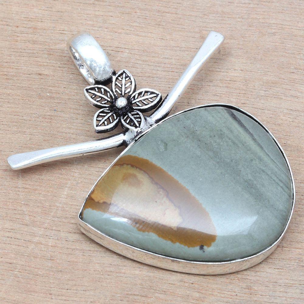 Necklace Amrican Jasper Gemstone Handmade Gift For Her Jewelry 1.75"