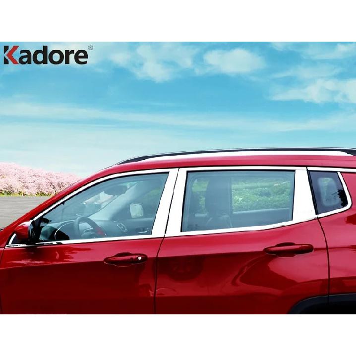 For Jeep Compass 2017-   Steel Car Window Center Pillar Cover Trim Window Middle B C Pillars Post Strip Accessories