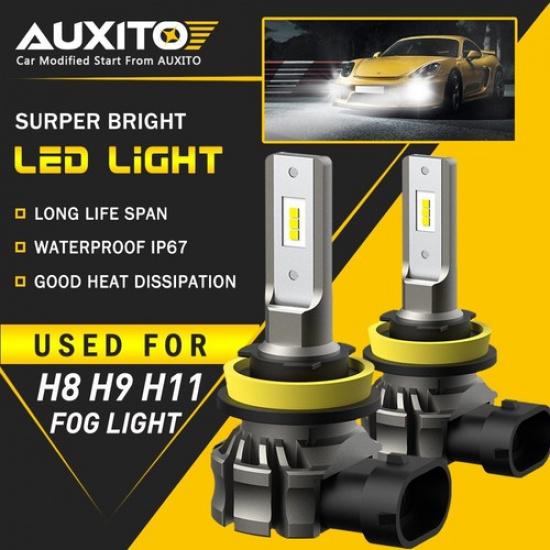 2X AUXITO H11 H16 H8 LED Fog Driving Light 6500K Super Bright Bulb DRL White EA6