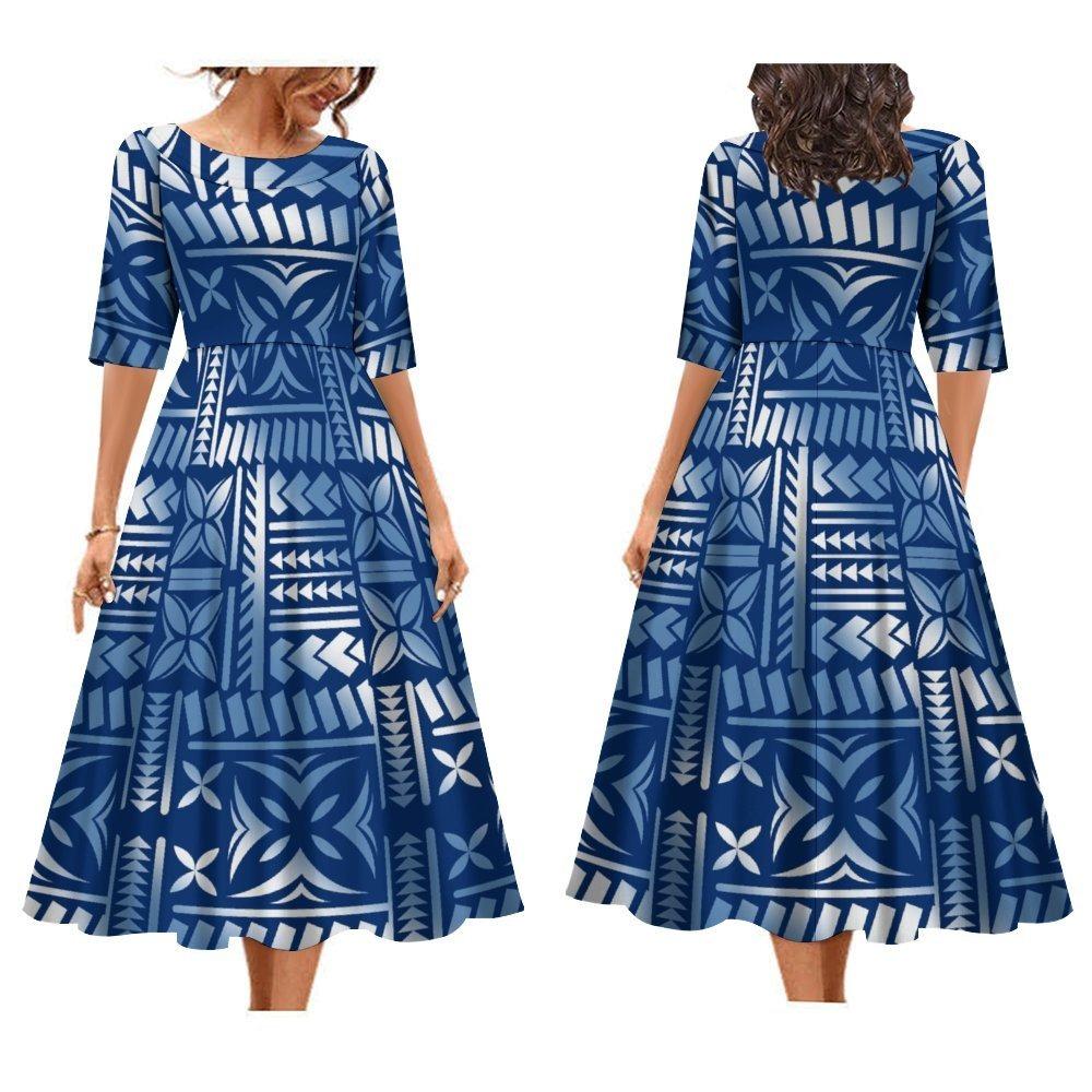 2025 Women's Dress Summer Short Sleeve High Quality Dress Soft Fabric Art Maxi Summer Polynesian Custom Maxi Dress