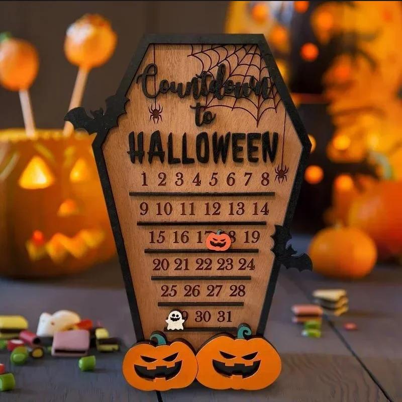 Xiaomi Wooden Halloween Countdown Calendar Scary Ghost Desktop Ornament Indoor Home Table Decor Horror Festival Party Decoration