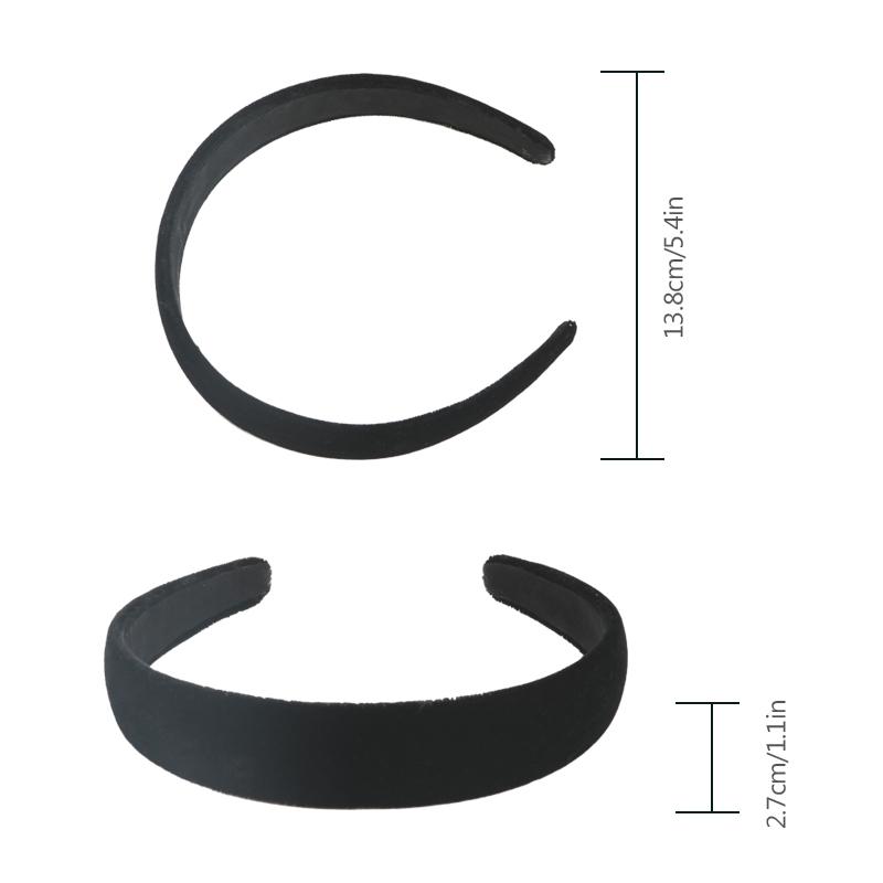 Black Grace Padded Velvet Hair Band Like Headband Solid Hair Band For Women And Girls