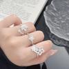 Super Fairy Full Diamond Zircon Hollow Flower Maple Leaf Five-Pointed Star Bead Opening Ring Niche High-End Ring