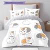 Nyanko Sensei Pattern Bedding,Quilt Set Quilt Cover Pillowcase Home Birthday Gift (1 * duvet cover + 2 * pillowcase, without core)