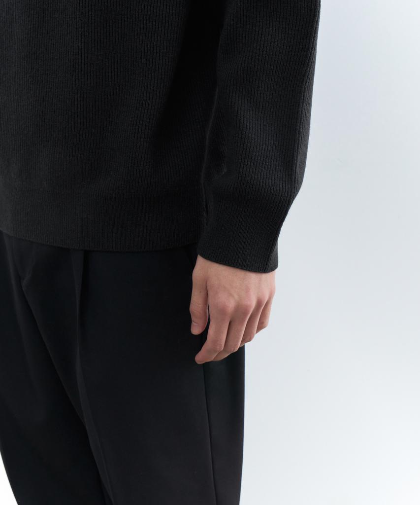 MUSINSA STANDARD [Victoria Wool] Minimal Ribbed Crew Neck Knit [Dark Gray]