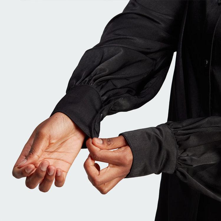 Adidas Originals Trefoil 3-Stripes Oversize Long Sleeve Shirt Women Tops Black IR9789