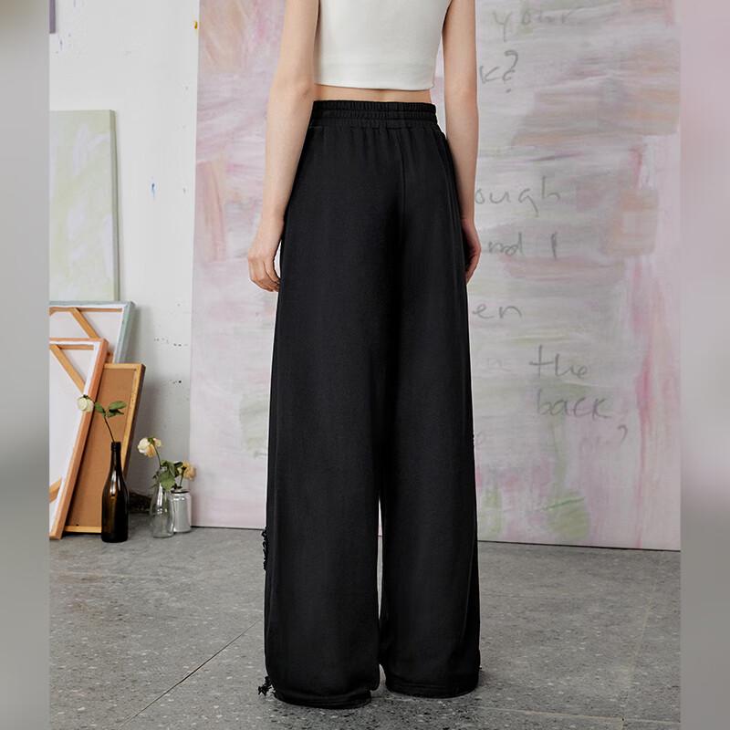 UNIFREE Sweet Korean Style Pleated Ruffle Plaid Bow Straight Leg Pants