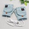 Unisex USB Electric Heating Gloves Knitted Flip Cover Winter Heated Gloves Keep Warm Touch Screen Hands Warmer Outdoor