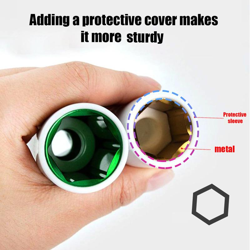 3pcs 1/2" Drive Wheel Nut Socket Set Protective Sleeve for Pneumatic Tire Removal Automotive Repair Tools 17/19/21mm