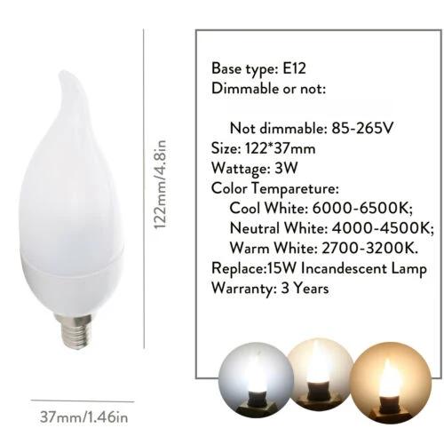 

LED Flame Chandelier Bulb 3W E12 E14 SES B22 BC E27 Candle 2835 SMD Velas Decorativas Home Lighting Replace 25W Halogen Lamps Cold White
