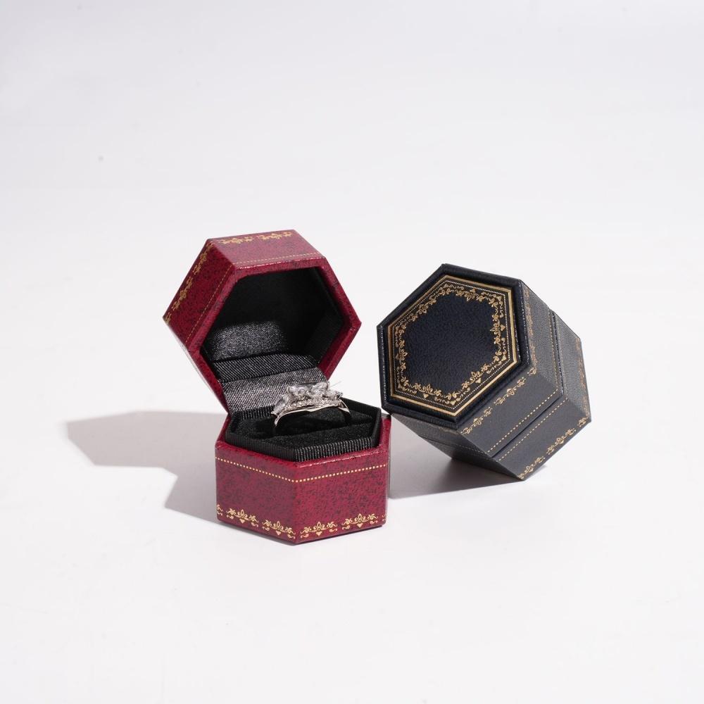 Jewelry Organizer Floral Hexagonal Jewelry Box Retro Pattern Mini Ring Box Compact Gift Packaging Case For Jewelry Storage Gift