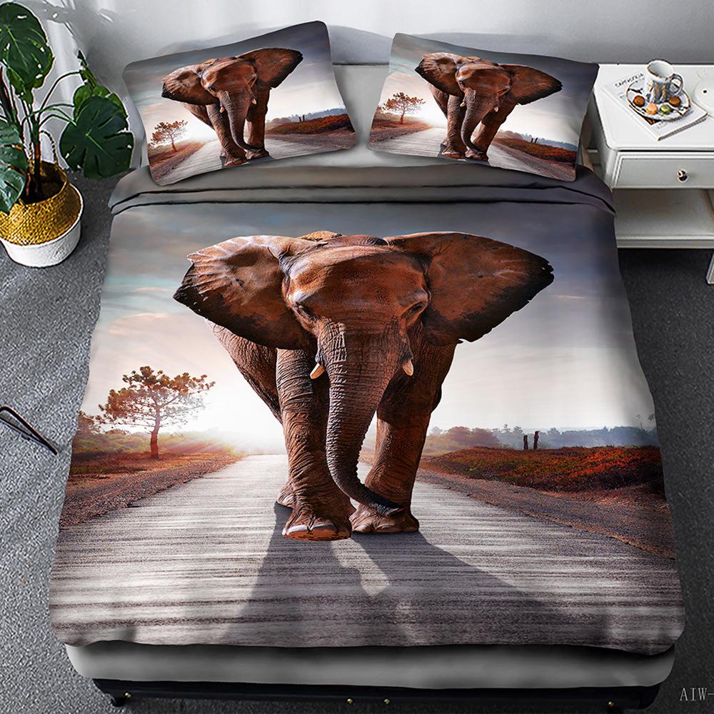 Bohemian animal elephant series quilt cover three-piece 3D digital bedding