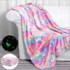 Deka Glow In the Dark Deka Jednorožec Svítící hřejivé flanelové deky Ložnice Kouzelné deky Super útulné plyšové pokrývky pro volný čas Siesta