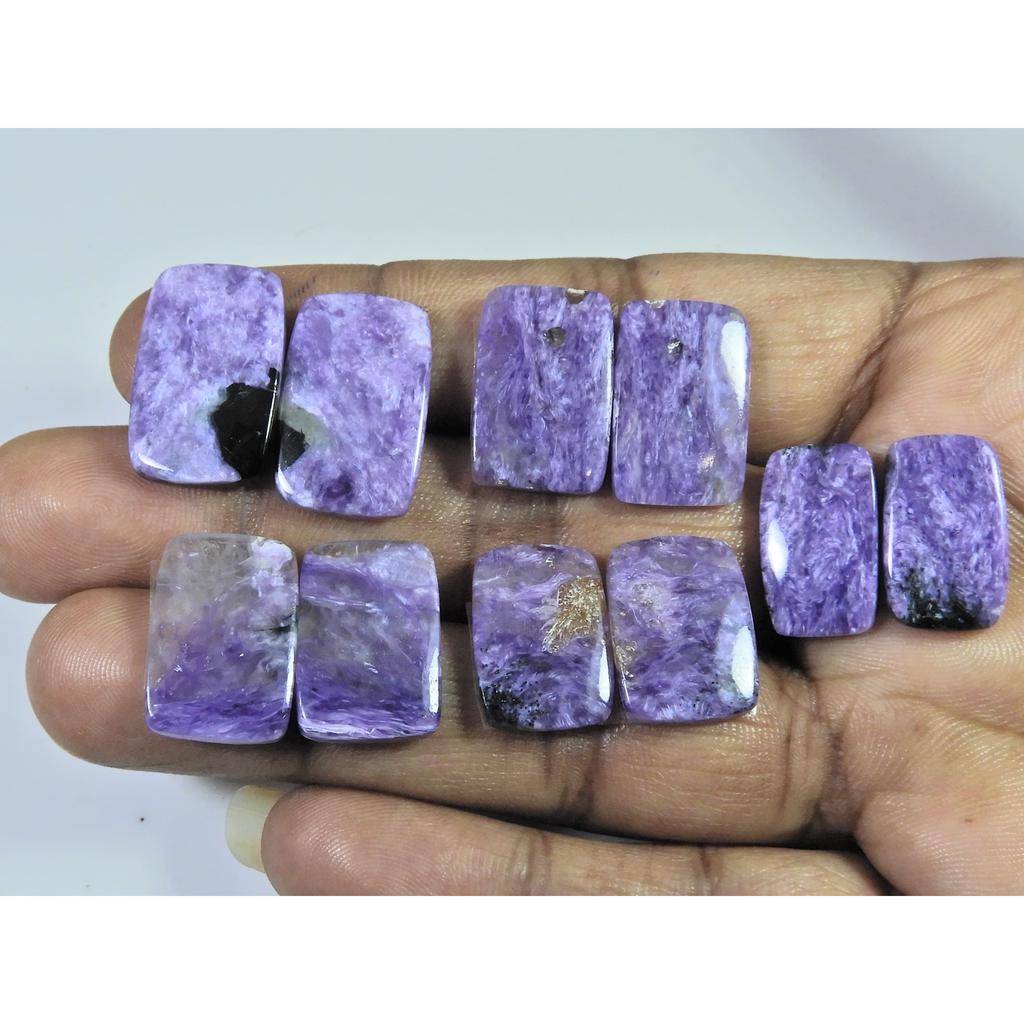17-21MM Natural Purple Charoite Matched Pair Loose Gemstone 5 Pair Lot C-954