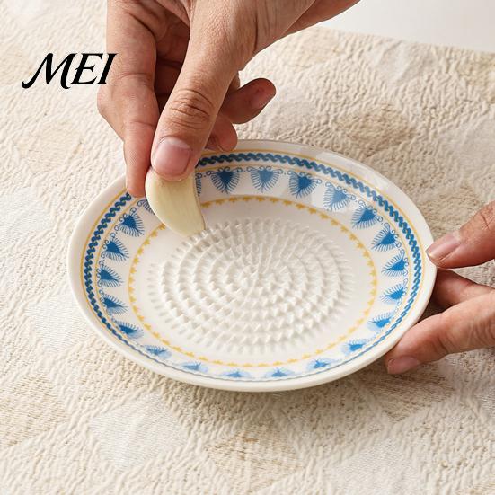 Ceramic Garlic Grater Grinder, Multi-Functional Grating Plate, Manual Ginger Serving Dish Zester Bowl, All-in-One Prep Mixing Dish, Kitchen Tool And
