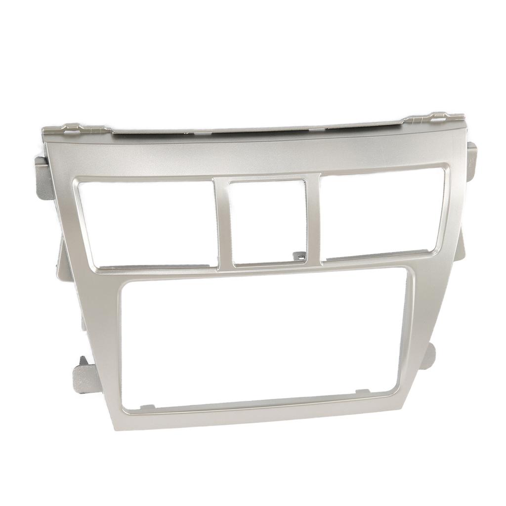 2Din Radio Stereo Fascia Frame Dash CD Panel Trim Decor Silver Replacement for Vios Belta Yaris
