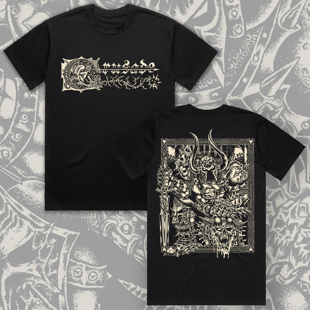 Crusade Print T-Shirt Men Women Casual Cotton Gothic Streetwear Short Sleeve Dark Fantasy Tops