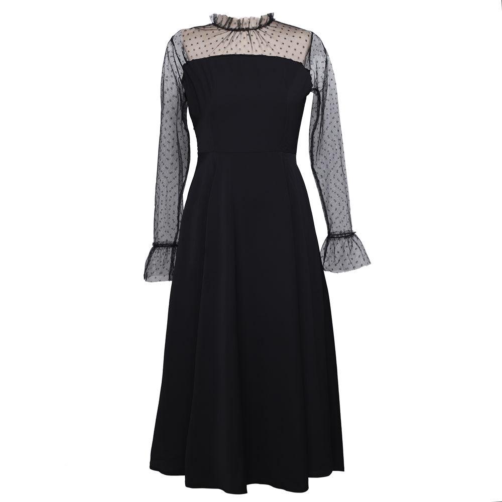 Amazon 2025 summer cross-border foreign trade women s clothing sexy dress mesh temperament commuter dress elegant S чёрный