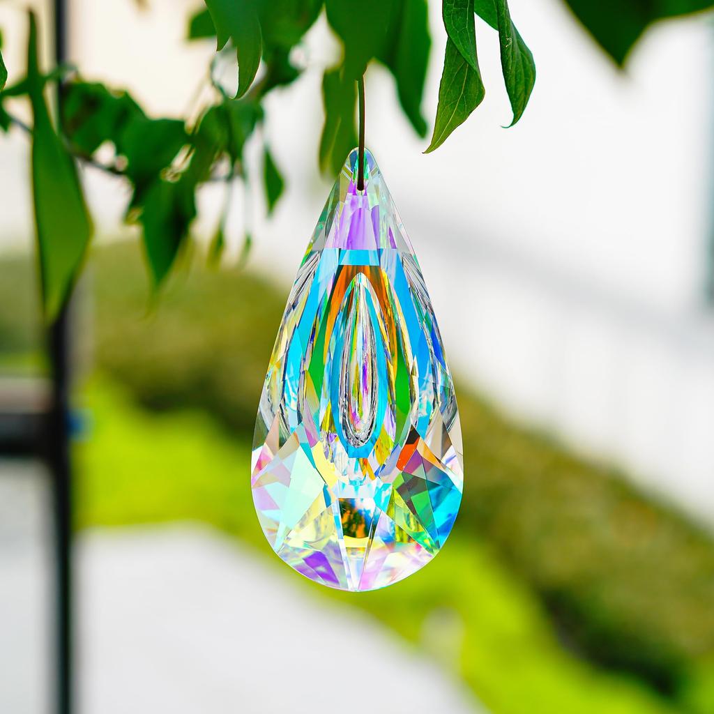 120mm/4.7inch Crystal Prism Suncatcher Window Hanging Suncatcher AB Color Crystal Faceted Prism Rainbow Maker Pendant