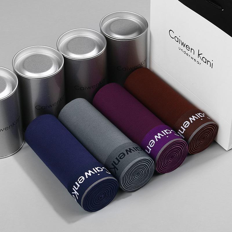 Herren-Boxershorts, atmungsaktiv, aus reiner Baumwolle und Modal, Four Corners Tide Graphene, dünne Jungen-Shorts, Geschenkbox