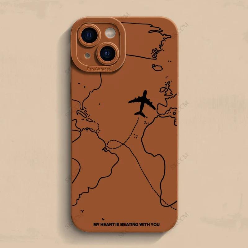 Travel-nspired Airplane Route Desian Phone Case For iPhone 16 15 14 13 12 11 Pro Max Mini 8 7 Plus X XR XS Soft Silicone Covers