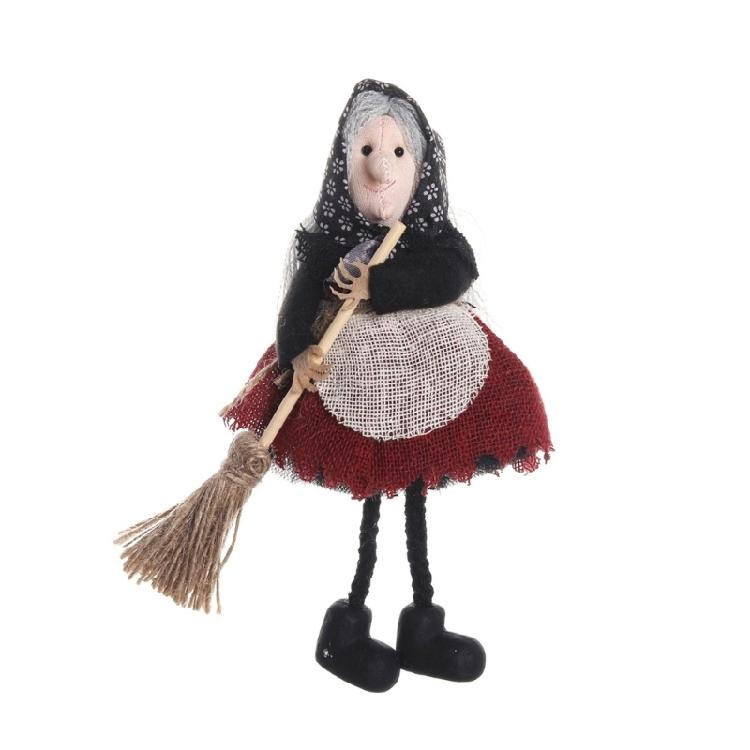 Eerie Apron Witch with Broom Suspended Decoration Chilling Adorment for Halloween Parties and Event Festives Ornament