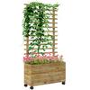 Wooden Raised Planter, with Back Trellis - Natural Finish