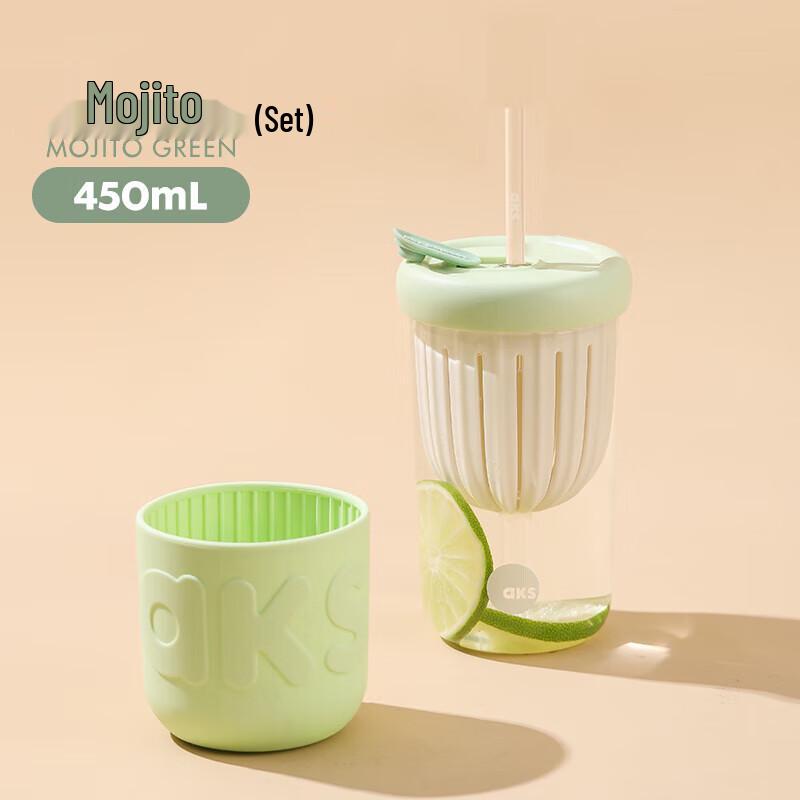 AKS Tea Infuser Glass Cup with Straw