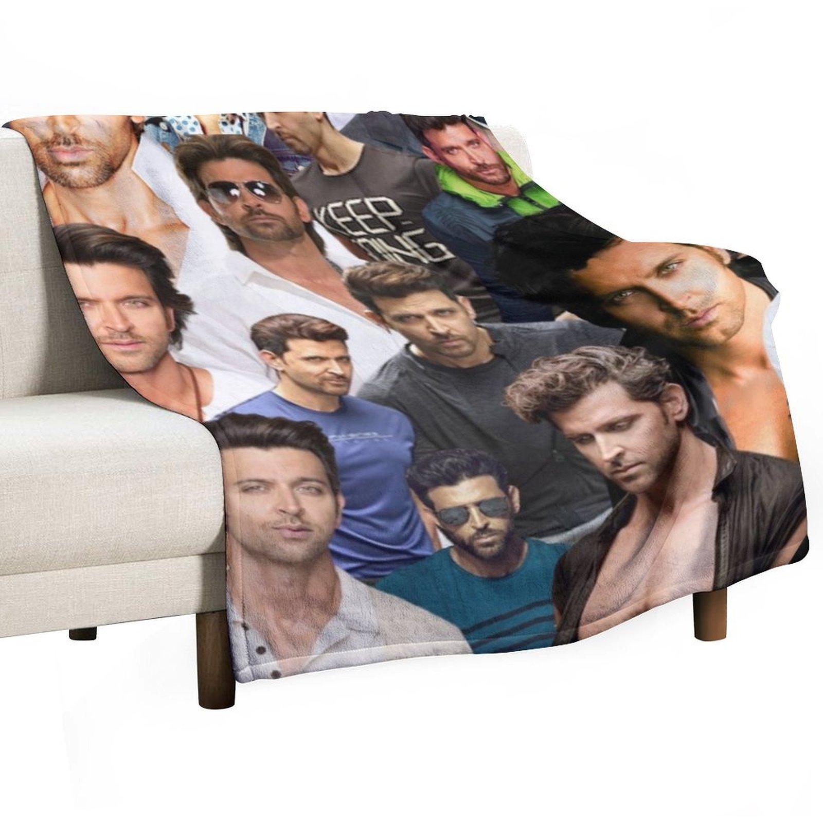 Hrithik Roshan photo colllage Throw Blanket Polar Sofa Retros Comforter Blankets 30x40in