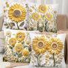 Yellow White Sunflower Daisy Floral Pillow Cover Short Plush Polyester Cushion Case Decor Throw Pillowcase Living Room Home Deco