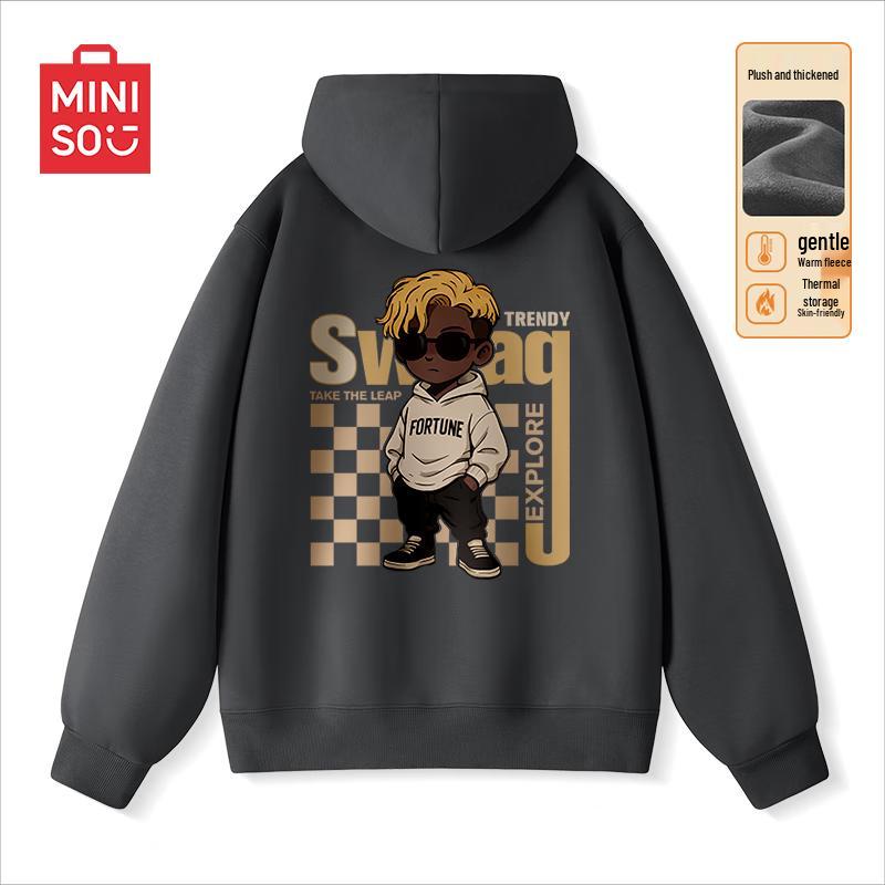 

MINISO Men s Hooded Fleece Lined Sweatshirt M