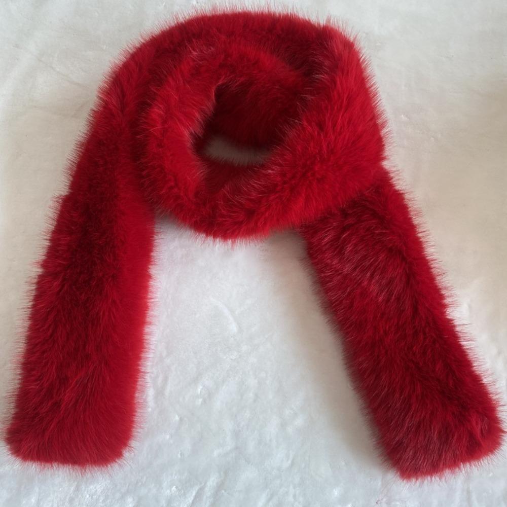 Autumn and Winter Extended Double-sided Plush Thickened Scarf Imitation Fur Fox Hair High-end Scarf Women's Warm and Thickened