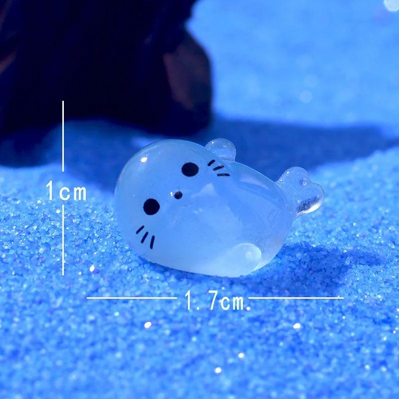12Pcs Kawaii Luminous Mini Seal Pup Resin Glow At Night Marine Animal Figurines Ornament Fairy Garden Diy Accessories