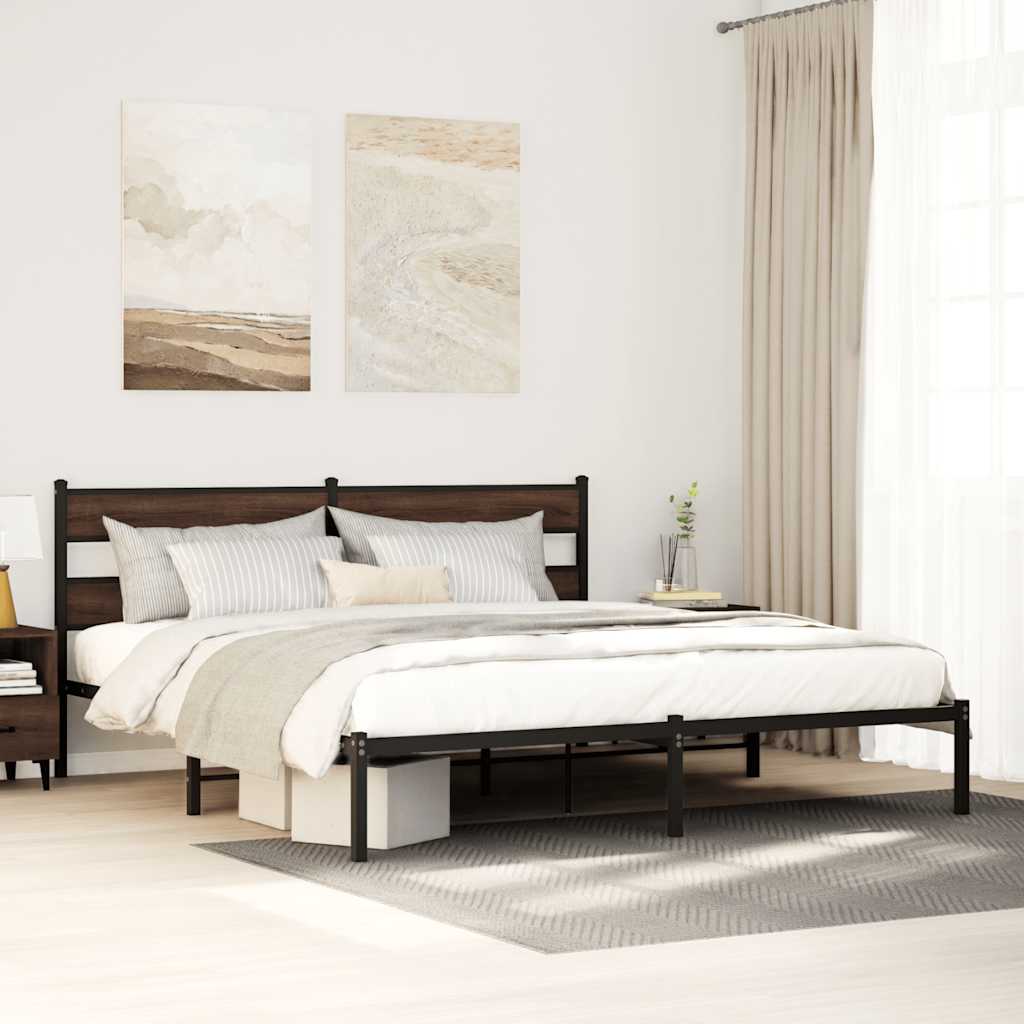 Bed Frame without Mattress with Headboard Brown Oak Finish 190 x 200 cm