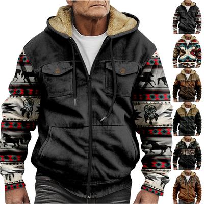 Męska pogrubiona kurtka z podwójną kieszenią na guziki i kieszeniami. Bawełniana kurtka