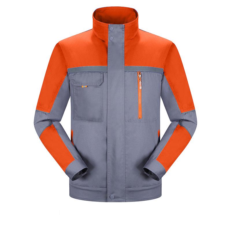 Men's Polyester Long Sleeve Workwear Set with Reflective Strips - Durable, Thickened for Spring/Autumn Construction and Auto Repair.