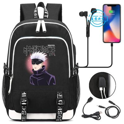 Sac à dos Jujutsu Kaisen Anime Étudiant Adolescent Cartable Chargement USB Ordinateur Portable Sac à dos de Voyage Décontracté Mochila Cadeau Garçon