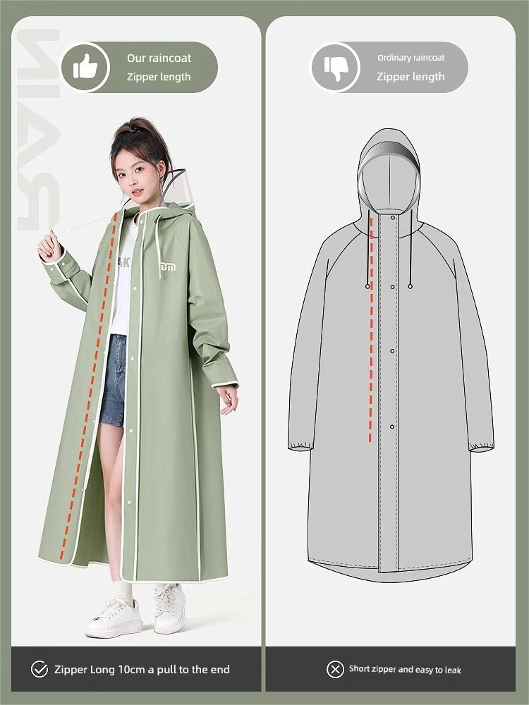 Electric Vehicle-Specific Raincoat, Long Full-Body Storm-Proof Raincoat for Women, One-Piece Adult Outerwear, Thickened Large Single-Person Rain