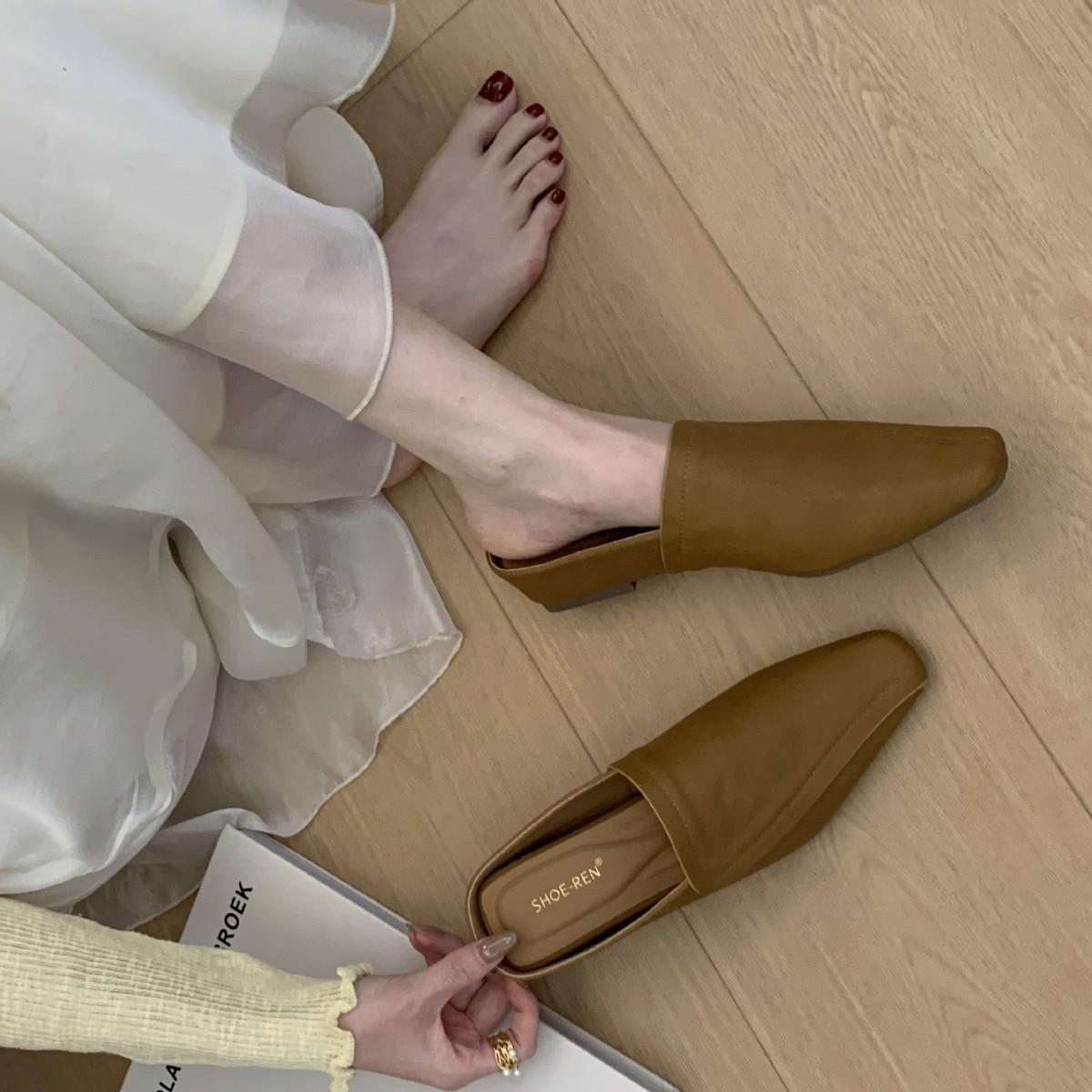 Retro Square Head Deep Mouth Single Shoes Women S Spring Simple Temperament Versatile Loafers 35