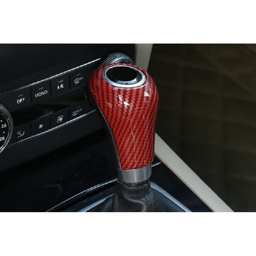 For Benz E-Class 2009-15 Red Carbon Fiber Knob Cover Central Console Gear Shift