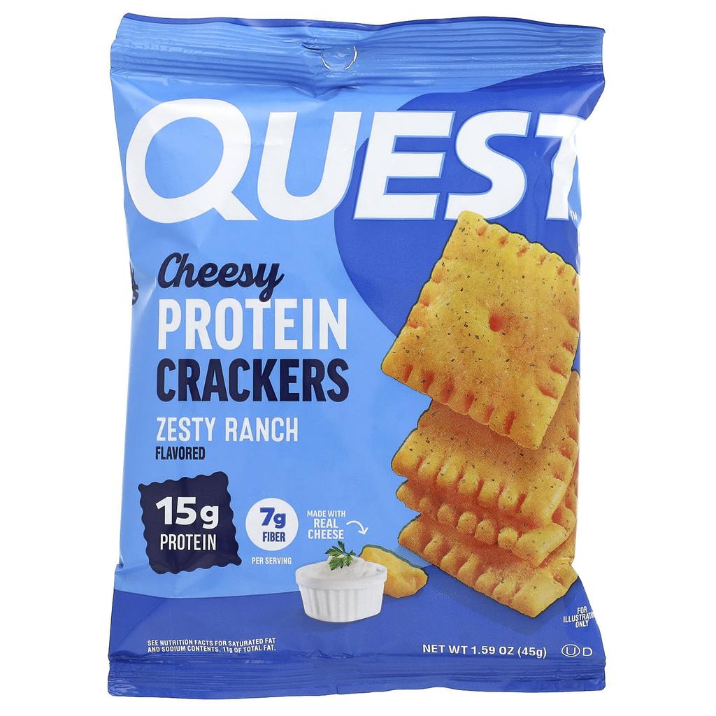 Quest Nutrition Cheese Protein Crackers, Zesty Ranch, , Pack of 6, 45g (1.59oz) Each