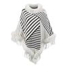 Autumn and Winter Women Stripe Loose Bat Sleeve Cross Border Cloak Cardigan Knitwear Half High Collar Sweater