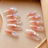 Aurora Butterfly Caramel Amber Wearable Nails with Rhinestone Nail Art Stickers