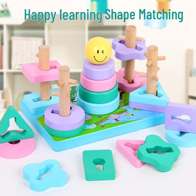 

Children s Wooden Stacking Rings - Educational Toy for Color & Shape Recognition with Animal & Ocean Themes