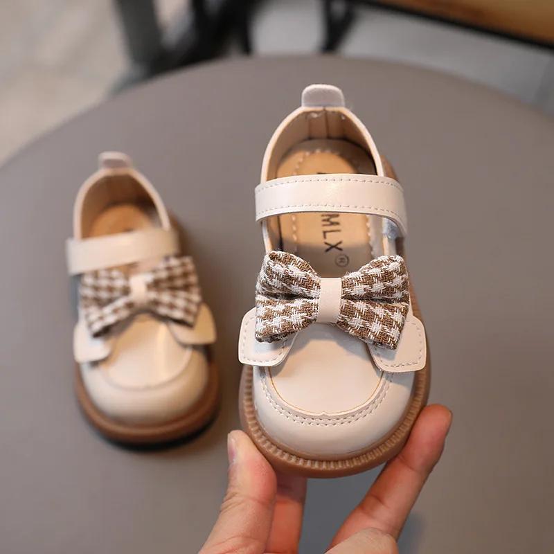 

Children Leather Shoes Girl s Cute Houndstooth Bow-tie Shallow Shoes Baby s High-quality Casual Wedding Party Shoes Kids G04271 16