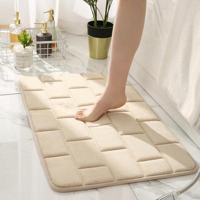 Badezimmermatte mit Fliesenmusterprägung, rutschfeste Badteppiche im Waschbecken, Badewannen-Seitenbodenteppich, Duschraum-Fußmatte, Memory Foam 3D-Pad