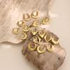 18K Gold Plated Geometric Hammered Stainless Steel Hoop Earrings