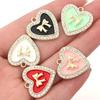 5pcs 21mm Alloy Heart Charms Cute Bow Dripping Oil Enamel Pendants For Jewelry Making DIY Necklace Bracelet Earrings Accessories