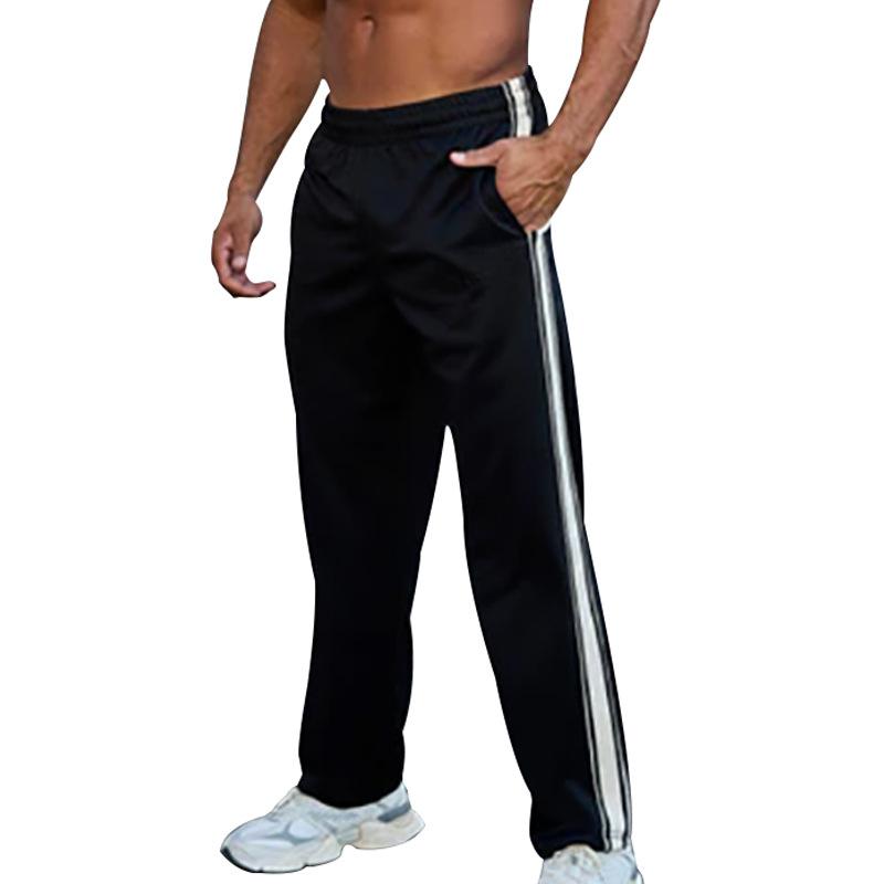 Summer side striped sweatpants loose straight breathable large size casual sports cross-border trousers