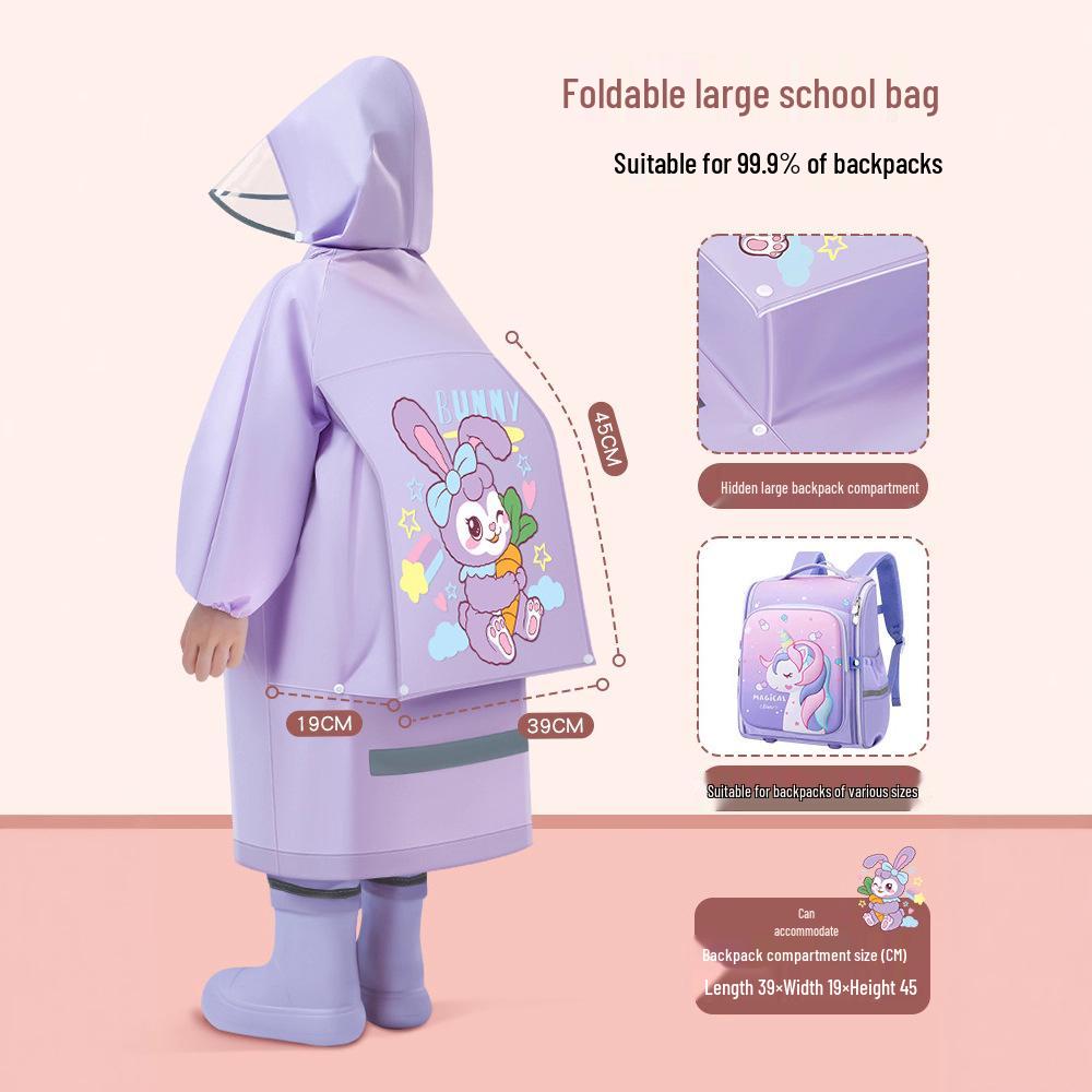 Kinder Verdickter EVA Regenmantel Poncho Overall - Sturmfest Ganzkörper Schultaschen-Kompatibel Schülerausrüstung